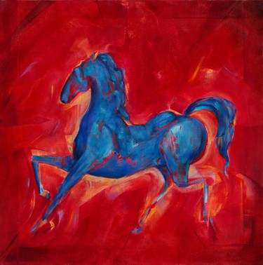 CHEVAL BLEU Peinture intitulée "CHEVAL BLEU" par Philippe Graillot (TORGALLI), Œuvre d'art originale, Huile