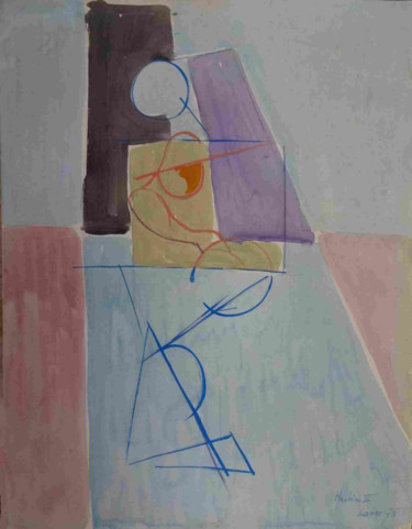 Drawing titled "DESSIN Femme Concept" by Robert Labor, Original Artwork, Gouache Mounted on Cardboard