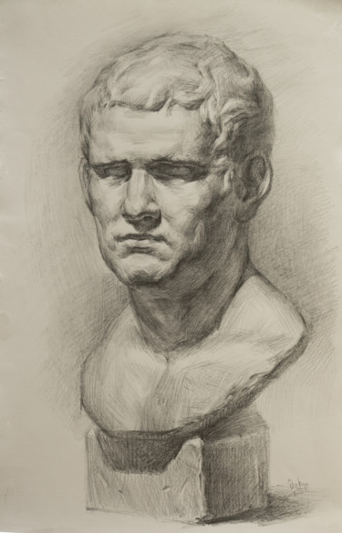 Drawing titled "Étude du buste d'Ag…" by Charles Dubus, Original Artwork, Graphite