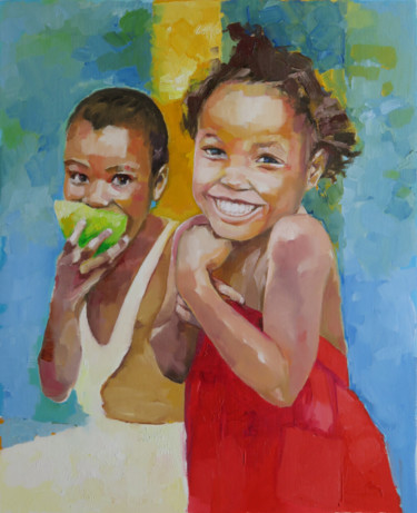 Sourires d'enfants huile 1 40x30