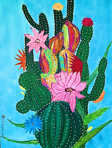 Peinture intitulée "cactus new cordelie…" par Eric Pailhassard, Œuvre d'art originale, Acrylique