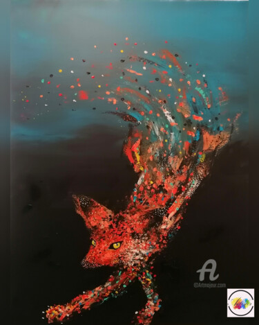 Peinture intitulée "Firey Fox" par Alexandra Isler, Œuvre d'art originale, Acrylique