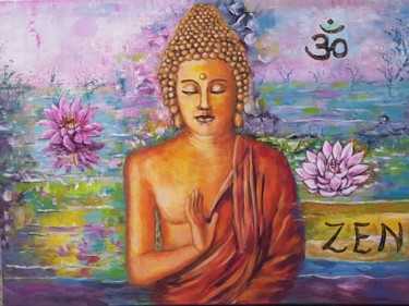 Bouddha Zen Peinture intitulée "Bouddha Zen" par Danielle Alarcon Dalvin, Œuvre d'art originale, Acrylique Monté sur artwork_cat.