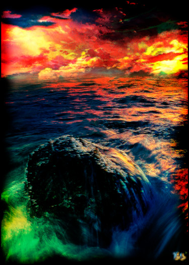 Artes digitais intitulada ""only a rock on the…" por Tyfhaan Yk, Obras de arte originais, Pintura digital