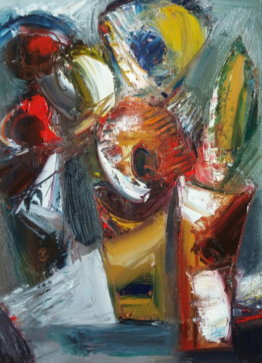 Abstract flowers, 30x40cm, oil painting, palette knife Pintura intitulada "Abstract flowers, 3…" por Mateos Sargsyan, Obras de arte originais, Óleo Montado em Armação em madeira