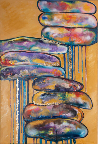 Painting titled "Thinking about trees" by Olga Kovalchuk, Original Artwork, Oil Mounted on Wood Stretcher frame