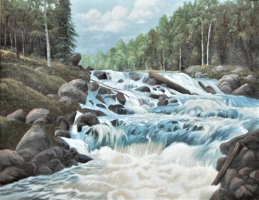 Painting titled "Koski" by Ari Reinikainen, Original Artwork, Oil