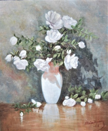 Painting titled "Juhannusruusut" by Ari Reinikainen, Original Artwork, Oil