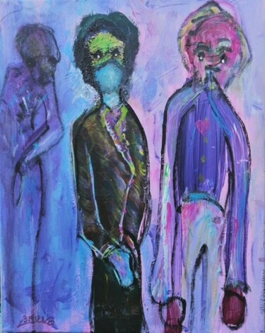 Peinture intitulée "La femme au visage…" par Bruno Briatte, Œuvre d'art originale, Acrylique Monté sur Châssis en bois