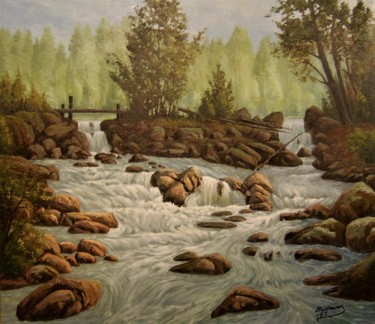 Painting titled "Kaksi putousta" by Ari Reinikainen, Original Artwork, Oil