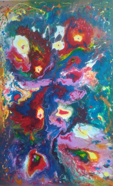 Peinture intitulée "LA CRÉATION DES ETO…" par Odiphate Badila, Œuvre d'art originale, Acrylique