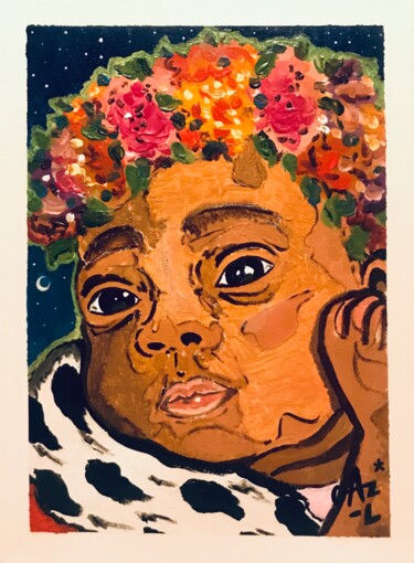 Painting titled "Nyota" by Hugues Matumona, Original Artwork, Acrylic