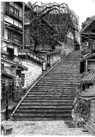 Higashiyama district, Kyoto, Japan 제목이 "Higashiyama distric…"인 그림 Shorove로, 원작, 볼펜