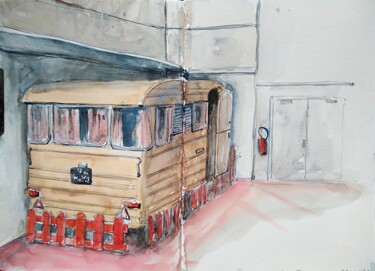 Painting titled "Croquis, la caravan…" by Alice Quillévéré, Original Artwork, Watercolor