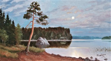 Painting titled "Auringonlasku" by Ari Reinikainen, Original Artwork, Oil
