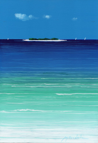 绘画 标题为“mare blu” 由Gio Mondelli, 原创艺术品, 丙烯 安装在木板上