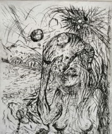 Printmaking titled "The EGG PROTECTOR." by Joseph Urie, Original Artwork, Etching