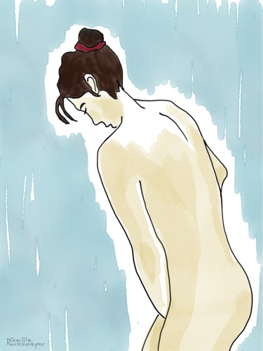 数字艺术 标题为“Sous la douche” 由Camille Rouschmeyer, 原创艺术品, 数字油画