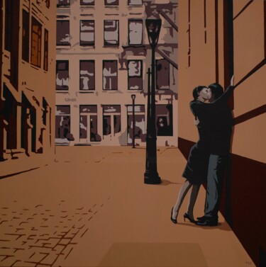 Painting titled "Urban kiss" by Peter Seminck, Original Artwork, Acrylic