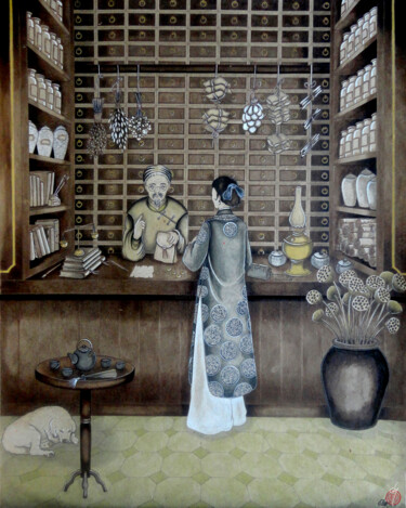 图画 标题为“"L'apothicaire"” 由Chan N.May, 原创艺术品, Silverpoint