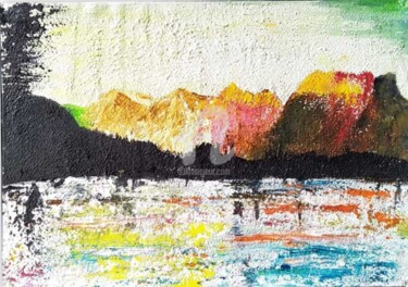 Painting titled "Mountains" by Afzal Shaikh, Original Artwork, Acrylic
