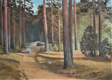 Painting titled "Mäntymetsä" by Ari Reinikainen, Original Artwork, Oil