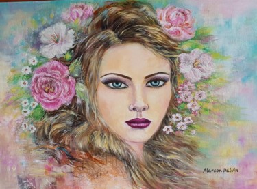 Peinture intitulée "FLORA" par Danielle Alarcon Dalvin, Œuvre d'art originale, Acrylique Monté sur Châssis en bois