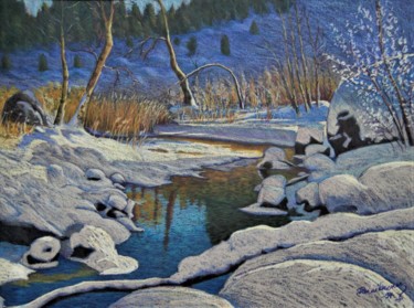 Drawing titled "Myllyjoki.1" by Ari Reinikainen, Original Artwork, Pastel