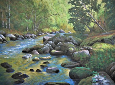 Drawing titled "Joki1" by Ari Reinikainen, Original Artwork, Pastel