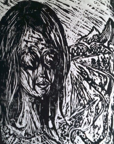 印花与版画 标题为“COOL CATHY.” 由Joseph Urie, 原创艺术品, Linocuts