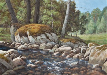 Painting titled "Kivinen joki" by Ari Reinikainen, Original Artwork, Oil