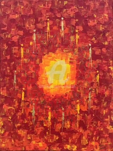 绘画 标题为“Circle” 由Fabien Dessoly (Symbolic Art BZH), 原创艺术品, 丙烯 安装在木质担架架上