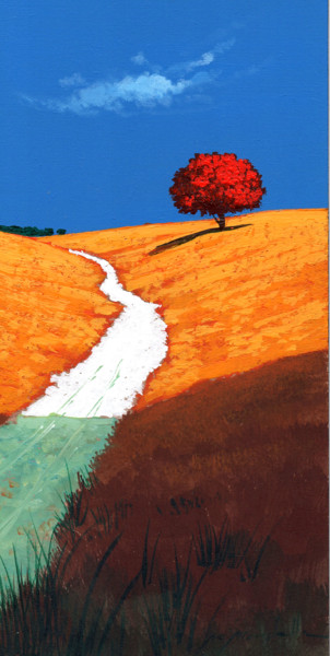Pittura intitolato "stradina di campagna" da Gio Mondelli, Opera d'arte originale, Acrilico Montato su Pannello di legno