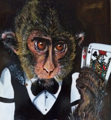 Peinture intitulée "Black Jack cheater" par Kevin Bardin, Œuvre d'art originale, Acrylique