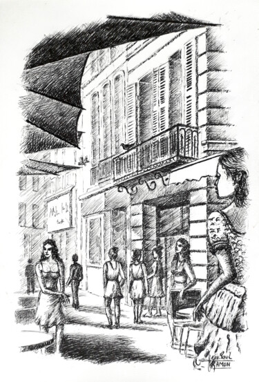 Pittura intitolato "Souvenir d'été..." da Jean-Paul Ramon, Opera d'arte originale, Inchiostro