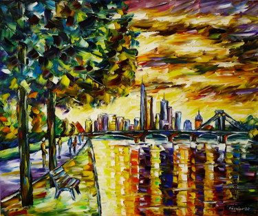 Frankfurt bei Sonnenuntergang 绘画 标题为“Frankfurt bei Sonne…” 由Mirek Kuzniar, 原创艺术品, 油