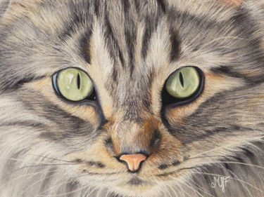 Peinture intitulée "Emeraude" par Marie-Jeanne Fawer, Œuvre d'art originale, Pastel