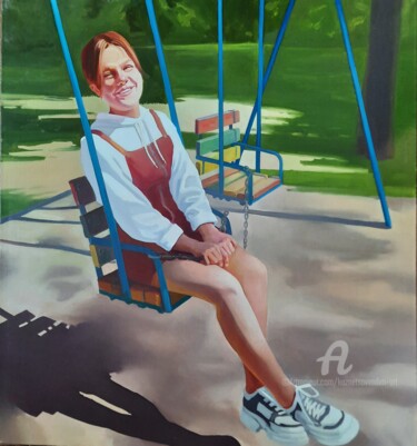 绘画 标题为“На качелях(on the s…” 由Вадим Кузнецов, 原创艺术品, 油
