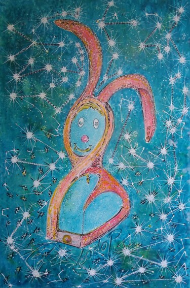 Infiniment 93, Bunny sac de marternité coco lapin Peinture intitulée "Infiniment 93, Bunn…" par Phélix Ludop, Œuvre d'art originale, Acrylique