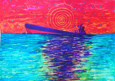 绘画 标题为“Mauritius OIL SPILL…” 由Cedric Villedieu, 原创艺术品, 墨