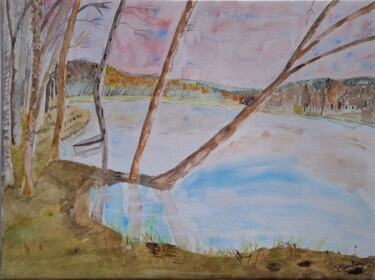 Peinture intitulée "Lac des Settons en…" par Pascale Coutoux, Œuvre d'art originale, Aquarelle