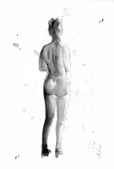 ND 078 Drawing titled "ND 078" by Alliet-Delacroix, Original Artwork, Ink Mounted on Cardboard