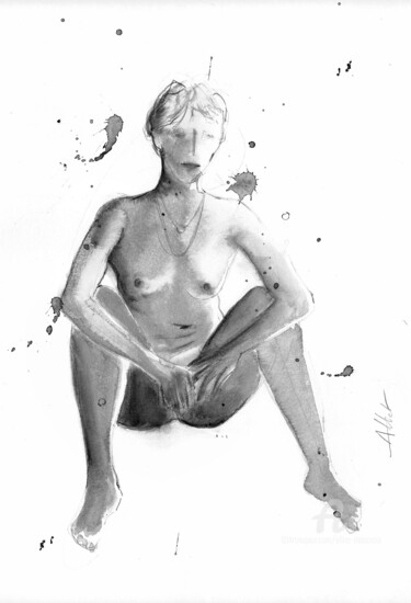 ND 080 Drawing titled "ND 080" by Alliet-Delacroix, Original Artwork, Ink Mounted on Cardboard