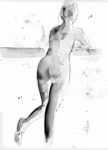 ND 081 Drawing titled "ND 081" by Alliet-Delacroix, Original Artwork, Ink Mounted on Cardboard