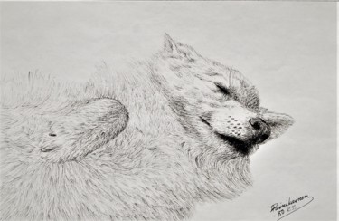 Drawing titled "Nukuttaa" by Ari Reinikainen, Original Artwork, Ink