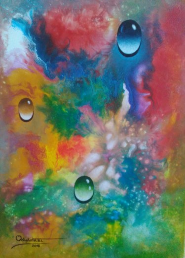Peinture intitulée "LA CREATION DU MONDE" par Odiphate Badila, Œuvre d'art originale, Acrylique