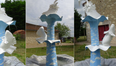 Sculpture intitulée "Fontaine l'oiseau e…" par Claude Feuillet, Œuvre d'art originale, Résine