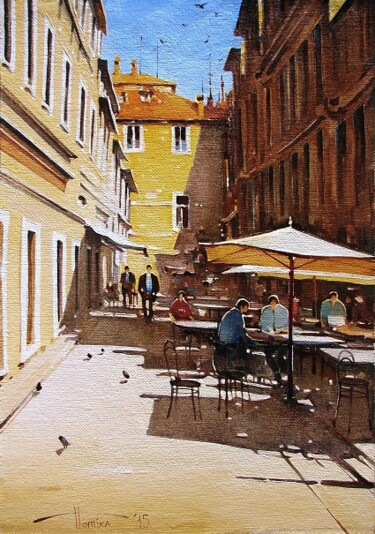 "A cafe.  Summer aft…" başlıklı Tablo Sergey Potikha tarafından, Orijinal sanat, Petrol