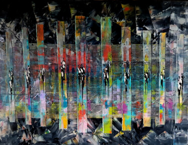 Schilderij getiteld "VINYL" door Jean-Humbert Savoldelli, Origineel Kunstwerk, Acryl Gemonteerd op Frame voor houten brancard