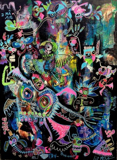 Peinture intitulée "Sous le ciel" par Liz Mosa, Œuvre d'art originale, Acrylique